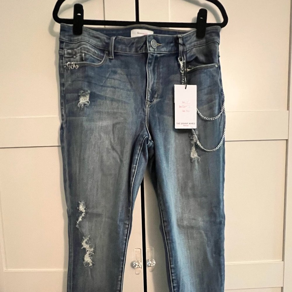Skinnygirl Jeans Washed Denim with Chains